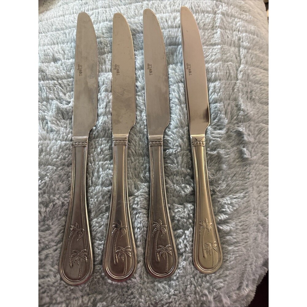 Lot Of 4 Towle Everyday Palm Breeze 9.25" Stainless Dinner Knives Flatware Lot